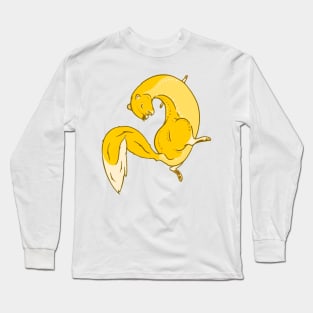 Whimsical Banana Weasel Illustration Long Sleeve T-Shirt